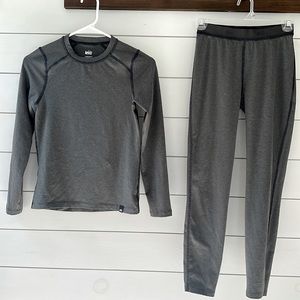 REI Midweight Long Underwear Top and Bottom, Gray, Youth Medium
